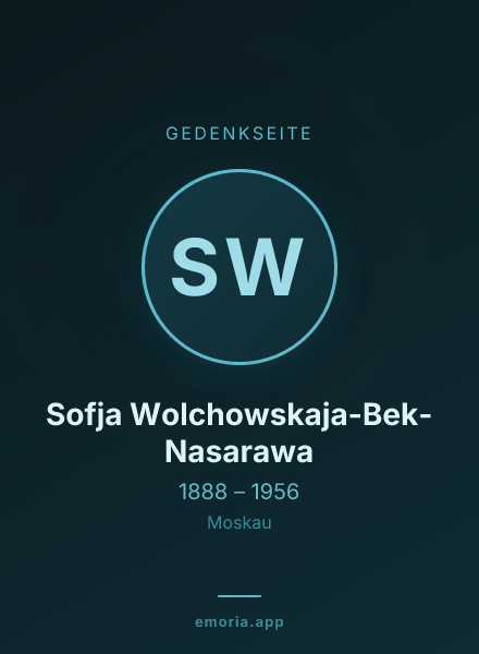 Gedenkportrait von Sofja Wolchowskaja-Bek-Nasarawa