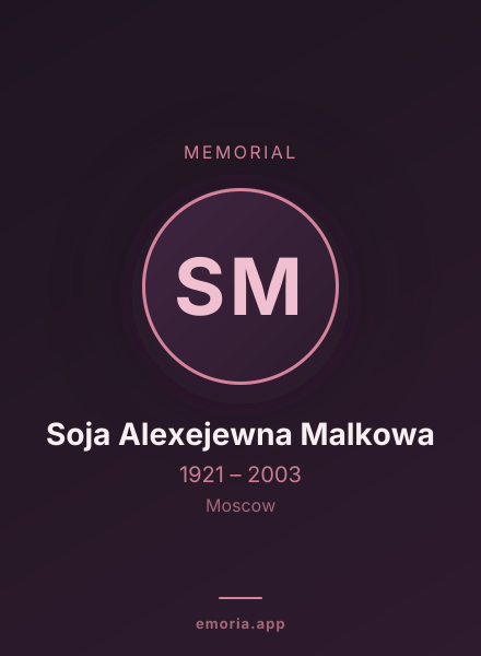 Memorial portrait of Soja Alexejewna Malkowa