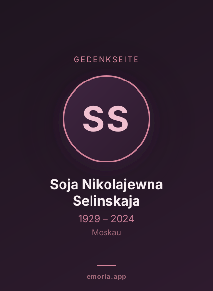 Gedenkportrait von Soja Nikolajewna Selinskaja
