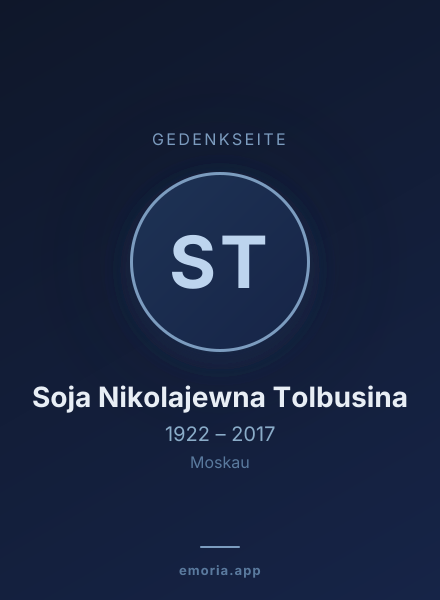 Gedenkportrait von Soja Nikolajewna Tolbusina