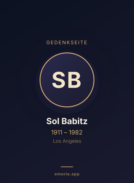 Gedenkportrait von Sol Babitz