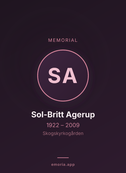 Memorial portrait of Sol-Britt Agerup