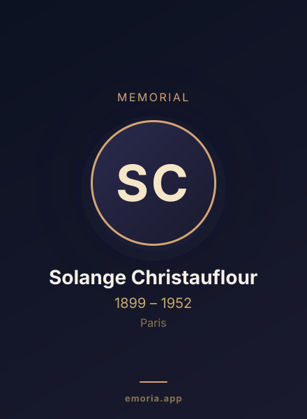 Memorial portrait of Solange Christauflour