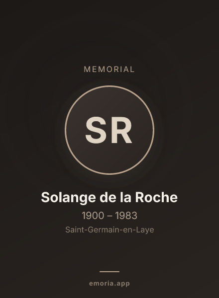 Memorial portrait of Solange de la Roche