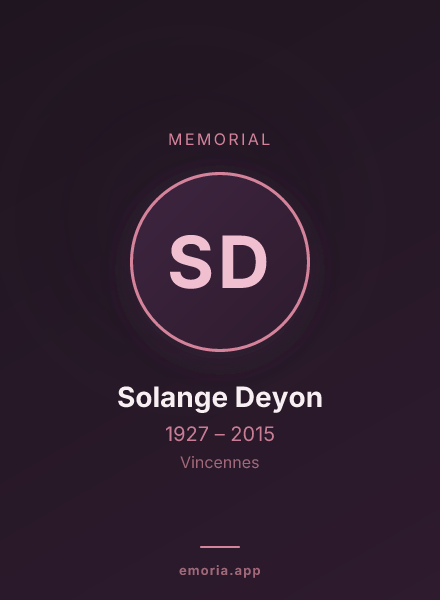 Memorial portrait of Solange Deyon
