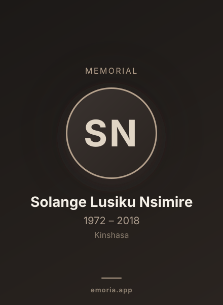 Memorial portrait of Solange Lusiku Nsimire