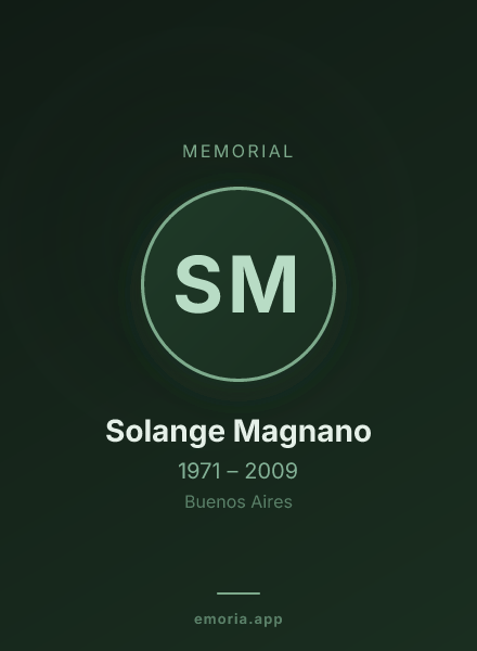 Memorial portrait of Solange Magnano