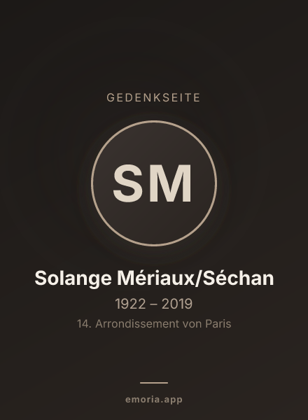 Gedenkportrait von Solange Mériaux/Séchan