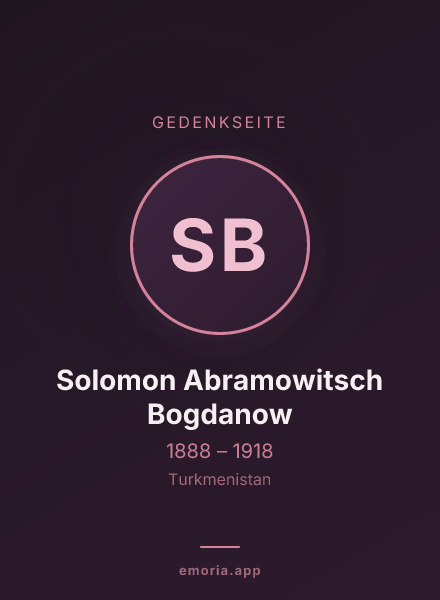 Gedenkportrait von Solomon Abramowitsch Bogdanow