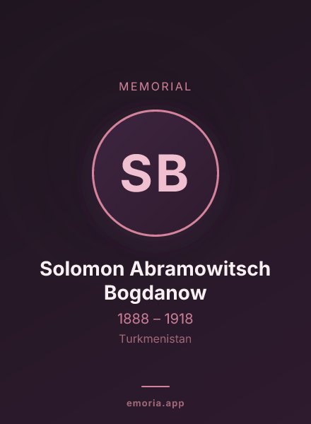 Memorial portrait of Solomon Abramowitsch Bogdanow