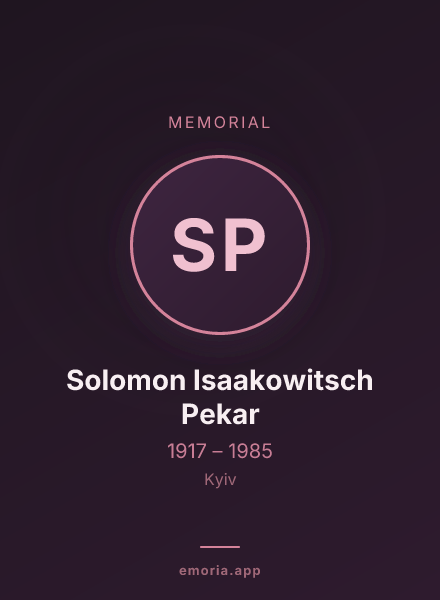 Memorial portrait of Solomon Isaakowitsch Pekar