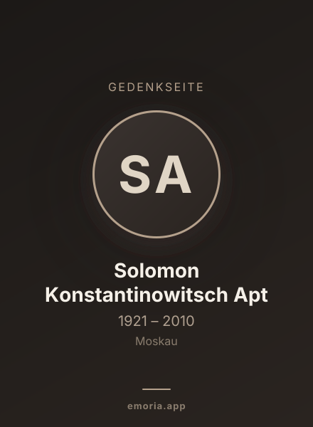 Gedenkportrait von Solomon Konstantinowitsch Apt