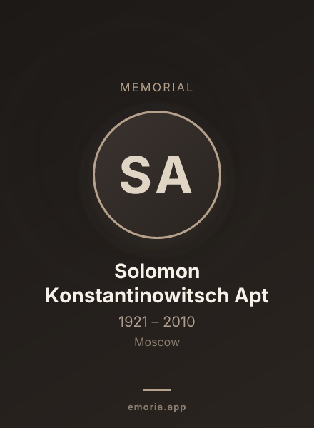 Memorial portrait of Solomon Konstantinowitsch Apt