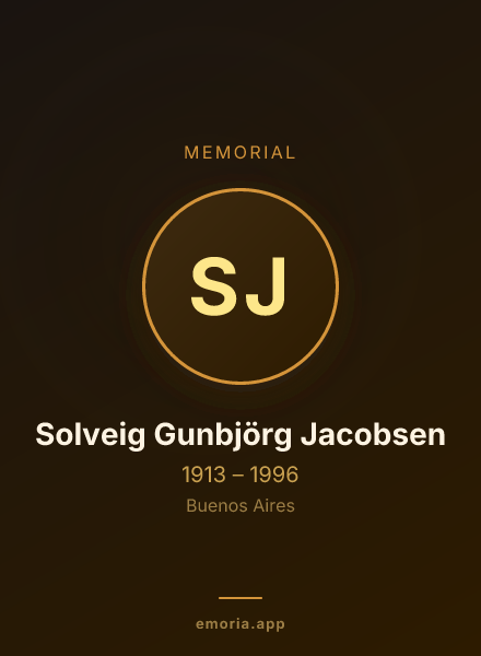 Memorial portrait of Solveig Gunbjörg Jacobsen