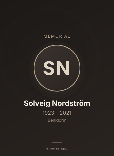 Memorial portrait of Solveig Nordström