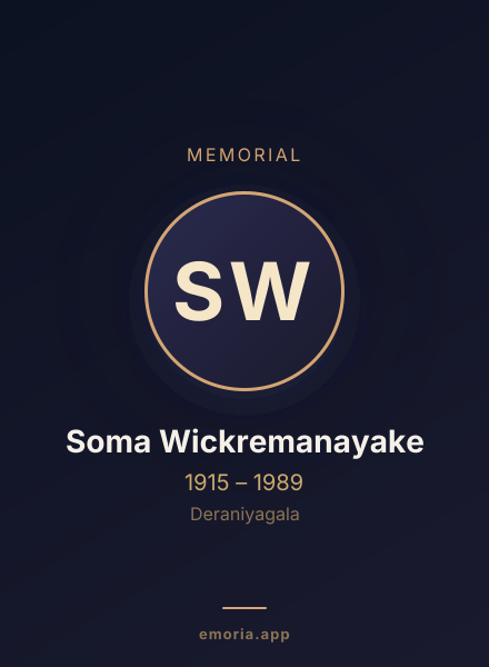 Memorial portrait of Soma Wickremanayake