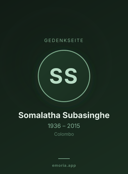 Gedenkportrait von Somalatha Subasinghe