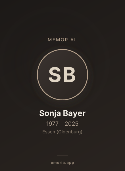 Memorial portrait of Sonja Bayer