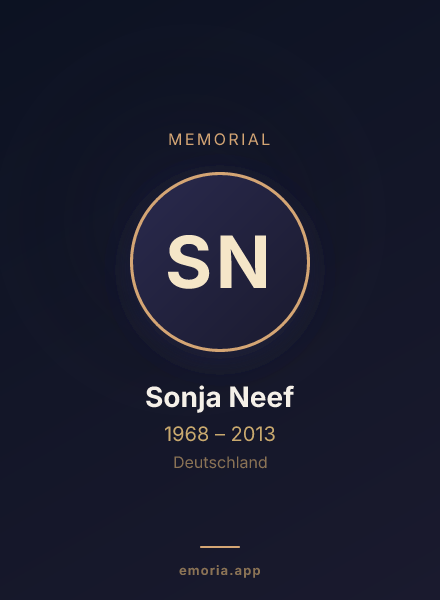 Memorial portrait of Sonja Neef