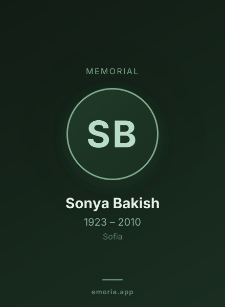 Memorial portrait of Sonya Bakish