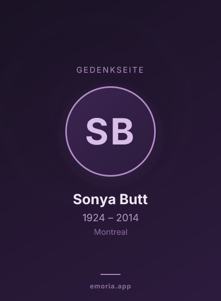 Gedenkportrait von Sonya Butt