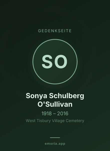 Gedenkportrait von Sonya Schulberg O'Sullivan