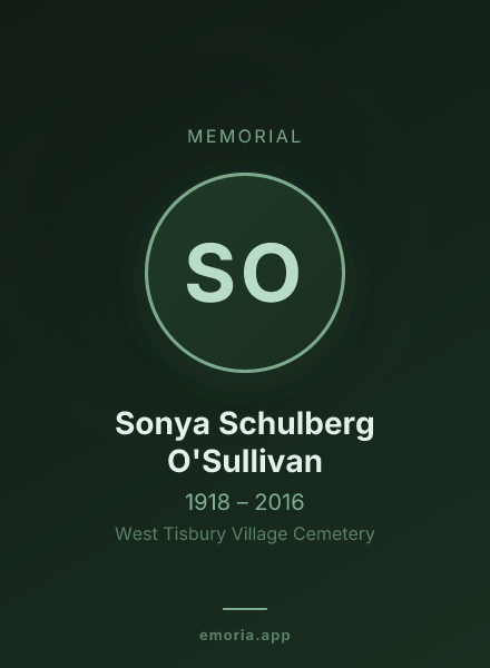 Memorial portrait of Sonya Schulberg O'Sullivan