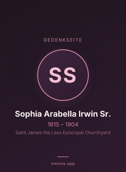 Gedenkportrait von Sophia Arabella Irwin Sr.