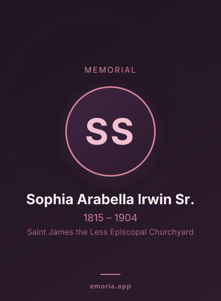 Memorial portrait of Sophia Arabella Irwin Sr.