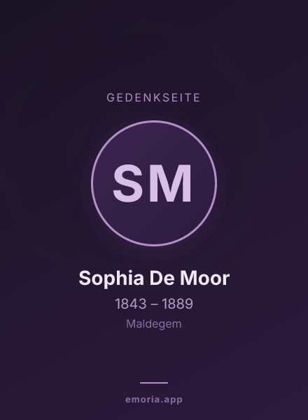 Gedenkportrait von Sophia De Moor