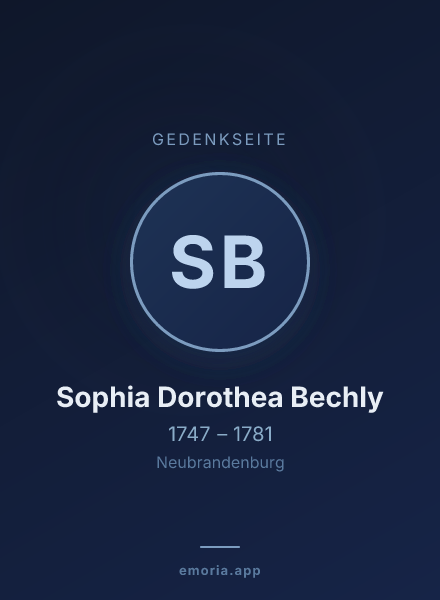 Gedenkportrait von Sophia Dorothea Bechly