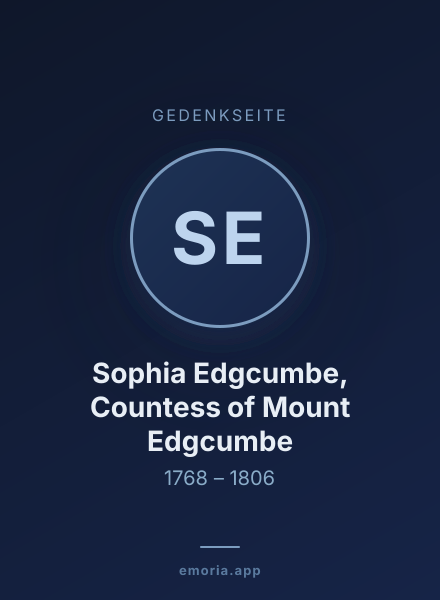 Gedenkportrait von Sophia Edgcumbe, Countess of Mount Edgcumbe