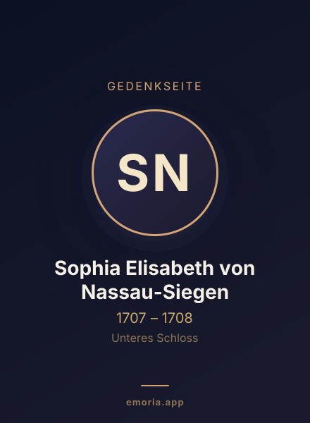 Gedenkportrait von Sophia Elisabeth von Nassau-Siegen