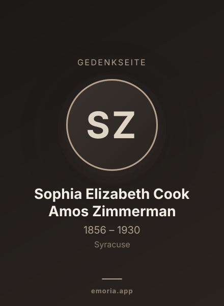 Gedenkportrait von Sophia Elizabeth Cook Amos Zimmerman