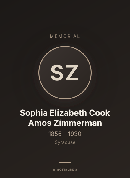 Memorial portrait of Sophia Elizabeth Cook Amos Zimmerman