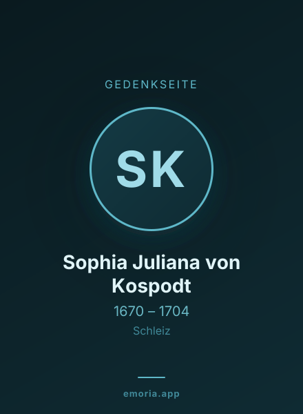 Gedenkportrait von Sophia Juliana von Kospodt