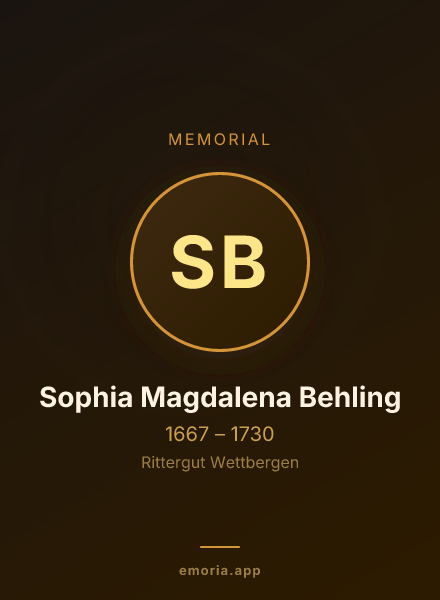 Memorial portrait of Sophia Magdalena Behling