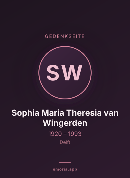 Gedenkportrait von Sophia Maria Theresia van Wingerden