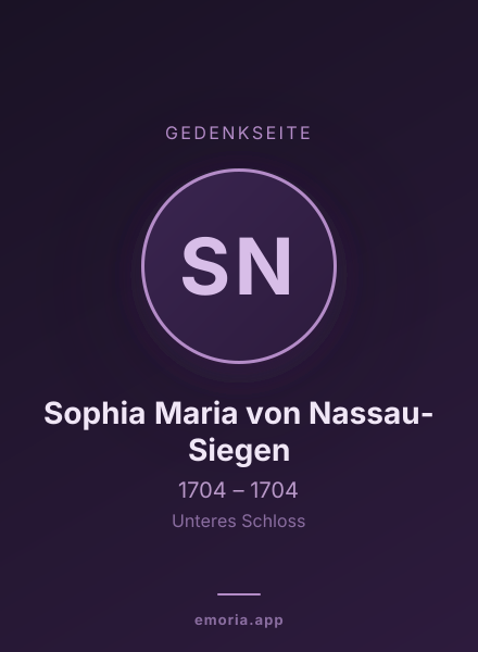 Gedenkportrait von Sophia Maria von Nassau-Siegen