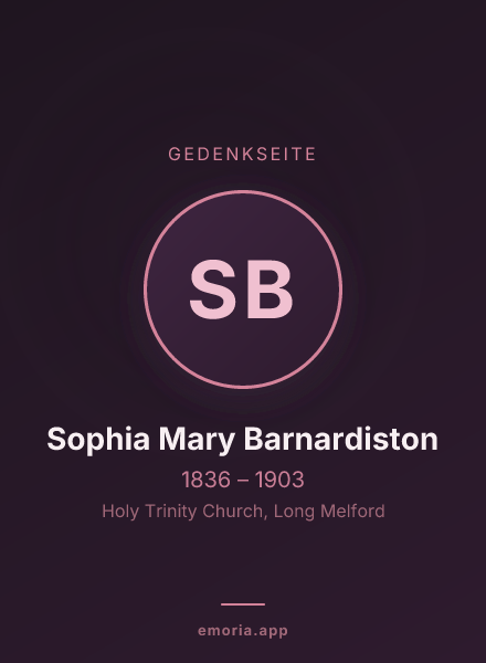 Gedenkportrait von Sophia Mary Barnardiston