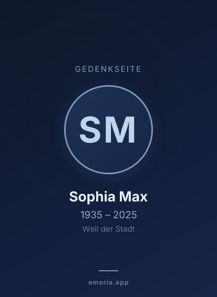 Gedenkportrait von Sophia Max