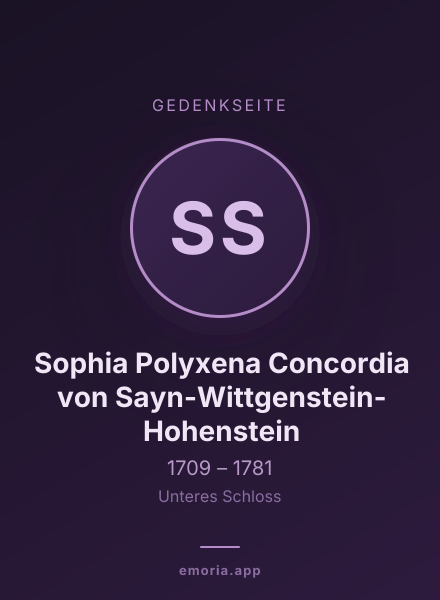Gedenkportrait von Sophia Polyxena Concordia von Sayn-Wittgenstein-Hohenstein