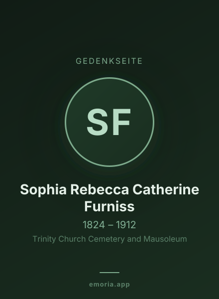 Gedenkportrait von Sophia Rebecca Catherine Furniss