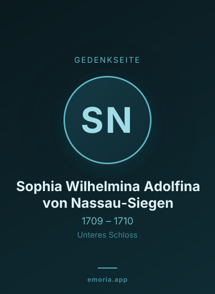 Gedenkportrait von Sophia Wilhelmina Adolfina von Nassau-Siegen