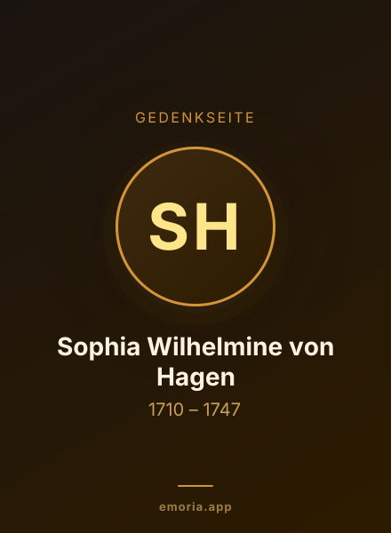Gedenkportrait von Sophia Wilhelmine von Hagen