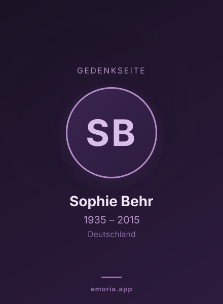 Gedenkportrait von Sophie Behr