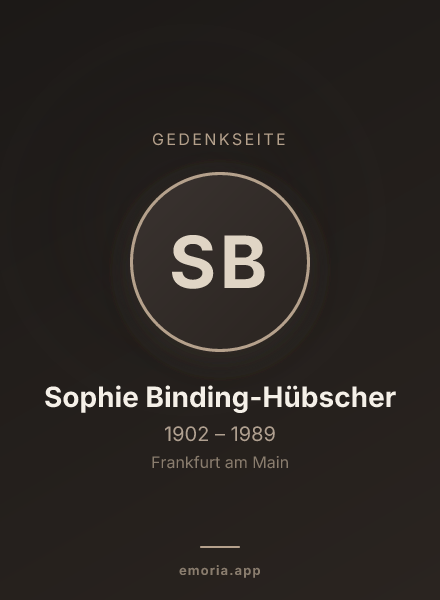 Gedenkportrait von Sophie Binding-Hübscher