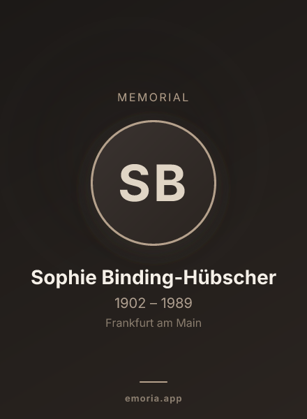 Memorial portrait of Sophie Binding-Hübscher