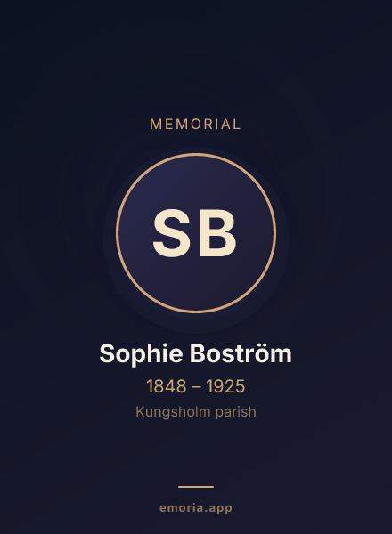 Memorial portrait of Sophie Boström