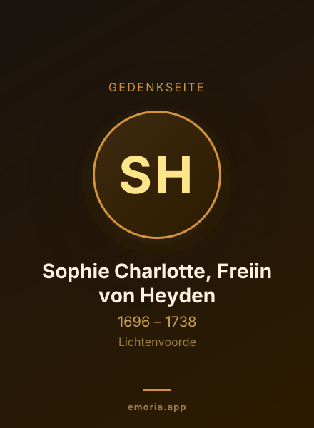 Gedenkportrait von Sophie Charlotte, Freiin von Heyden